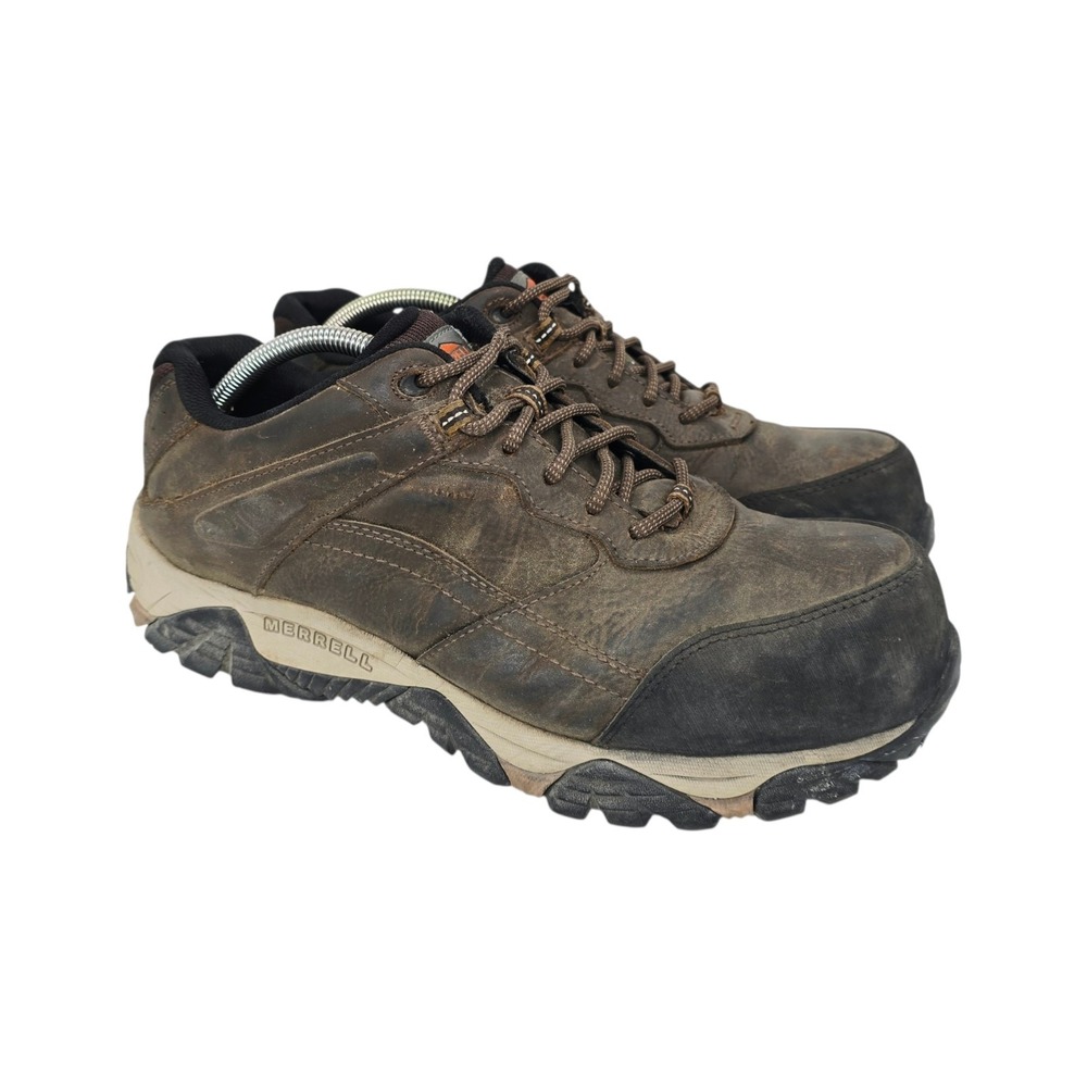 Merrell Shoes Mens 11 W Wide Moab Adventure CF Carbon Fiber Toe Work Boots Brown